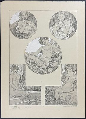 Lot Mucha Folio Illustrations Of Nude Women Trillium Rare Prints