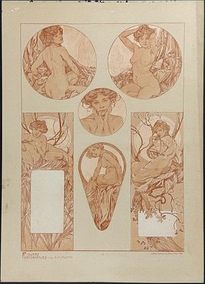 Lot Mucha Folio Illustrations Of Nude Women Trillium Rare Prints
