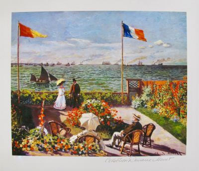 Claude Monet TERRACE BY THE SEASIDE Estate Signed Giclee. This is a CLAUDE MONET (ESTATE 