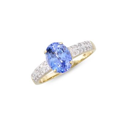14KT Yellow Gold 1.75ct Tanzanite and Diamond Ring. (1) Tanzanite stone with a total weight of 