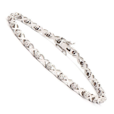 Plated Rhodium 0.2cts Diamond Bracelet. One Plated 0.2cts Diamond Rhodium Bracelet. (23) 