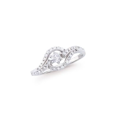 14KT White Gold 0.50ctw Diamond Ring. (1) round Diamond with a total weight of 0.22cts with a 