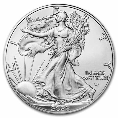 2023 1 oz American Eagle Silver Coin. One 2023 1 oz American Eagle Silver Coin.