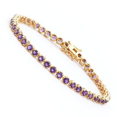 Plated 18KT Yellow Gold 4.35ctw Amethyst Bracelet. One Plated 18KT Yellow Gold 4.35ctw Amethyst 
