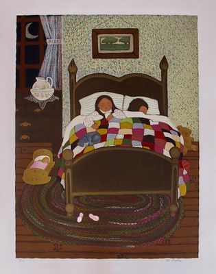 M. KAPLAN Native American Children Hand Signed Limited Edition Lithograph. This is a lithograph 