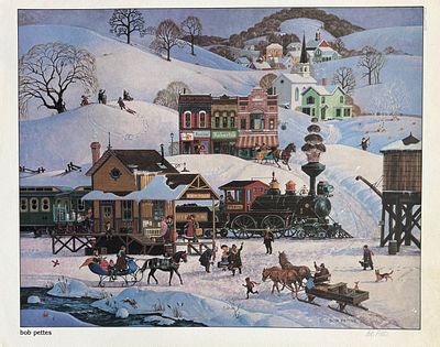 Bob Pettes HOME FOR CHRISTMAS Hand Signed 1982 Lithograph. This is a hand signed lithograph by 