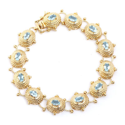 Plated 18KT Yellow Gold 6.25cts Blue Topaz Bracelet. ESTIMATE: $250.00-$350.00. One Plated 18KT 