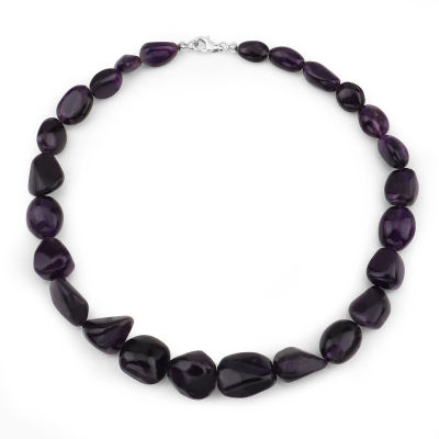 Rhodium Plated 450ctw Amethyst Necklace. ESTIMATE: $400.00-$500.00. 450 Carat Amethyst.925 