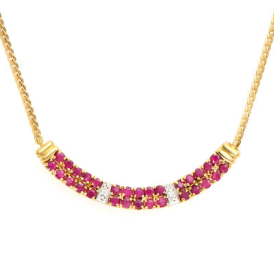 Plated 18KT Yellow Gold 2.25ctw Ruby and Diamond Pendant with Chain. ESTIMATE: $350.00-$450.00. 