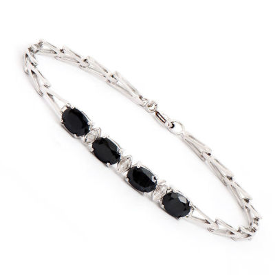 Plated Rhodium 4.05cts Black Sapphire and Diamond Bracelet. ESTIMATE: $250.00-$350.00. One 