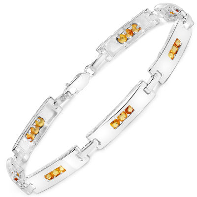 Rhodium Plated 2.52ctw Yellow Sapphire Bracelet. ESTIMATE: $400.00-$500.00. 2.52 Carat Genuine 