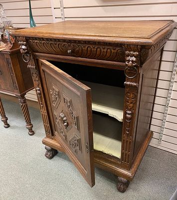 Antique Edwardian buffet French oak server hall cupboard, BUYER TO COLLECT from PWLLHELI Gwynedd