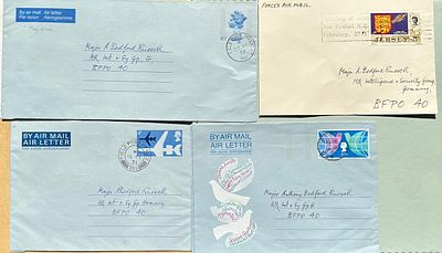 GB Air letters &amp; Forces Air Mail to GERMANY selection inc " ? 1st day of use " long one 