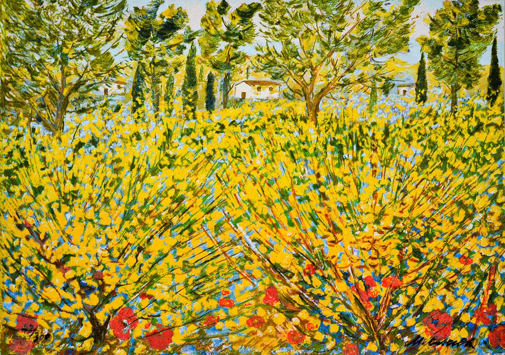 MICHELE CASCELLA, Lotto composto da n. 3 serigrafie su tela
Viottolo tra ginestre, Primavera 