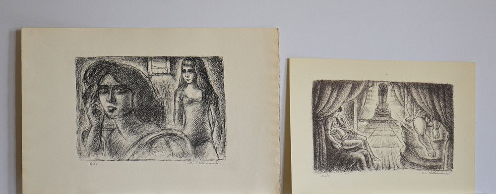 ENRICO ALLIMANDI, Interno, Due figure femminili. ENRICO ALLIMANDI
(Revigliasco 1906-Torino 1984) 