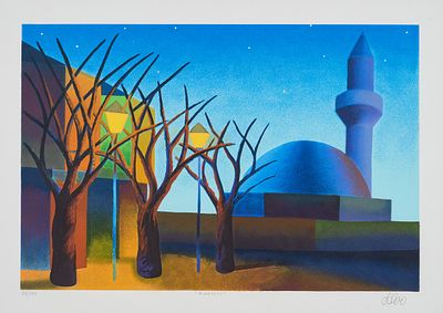 SALVO, Minareto - SALVO (Leonforte 1947 - Torino 2015) Minareto, 1995 Serigrafia cm 50x70 Es. 