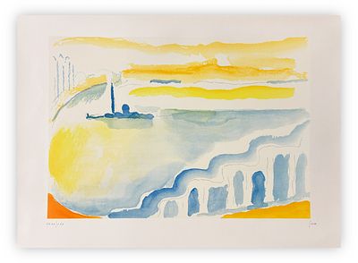 VIRGILIO GUIDI, Venezia (Blu/Blu) - VIRGILIO GUIDI (Roma 1891 – Venezia 1984) Venezia (Blu/Blu) 