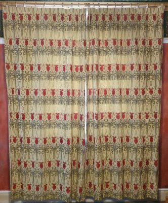 Morris and Co. pair of rose design pleated curtains