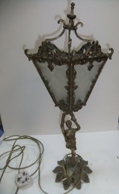 Vintage ornate cast brass table lamp