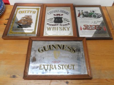 Small framed Guinness reproduction advertising mirror together with 3 others (4)