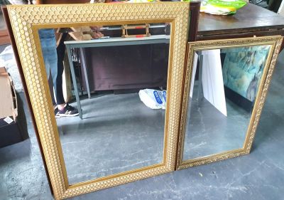 Two modern bevelled edge framed mirrors (2)