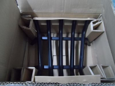 Four, as new, boxed, black painted, cast metal, fire guards (4)