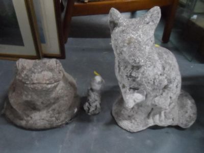 Out-door composite stone Fox, Toad and small bird (3)