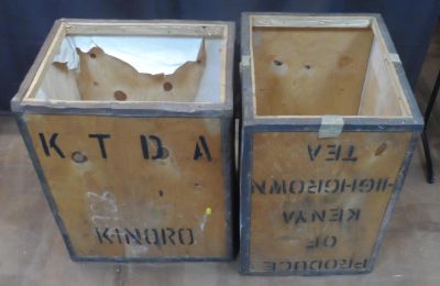 Two tea chests, one from Kenya (2)