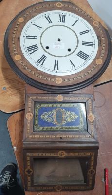 Inlaid Victorian drop trunk wall clock (a/f)