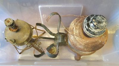 Two old large oil lamps (2)