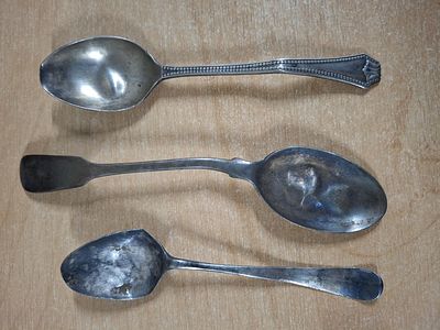 Three Georgian silver spoons - all local metal detecting finds (3), 40 grams