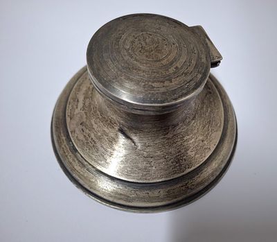 Birmingham hallmarked silver inkwell with weighted base