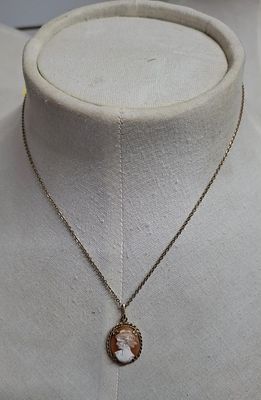 9ct yellow gold chain and cameo pendant, approx 3.4 grams gross