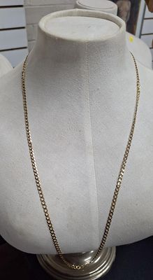 9ct yellow gold flat-linked long chain, Approx 9.1 grams