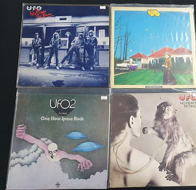 Four 12" UFO Records to include "Phenomenon" and "No heavy Petting" (4)