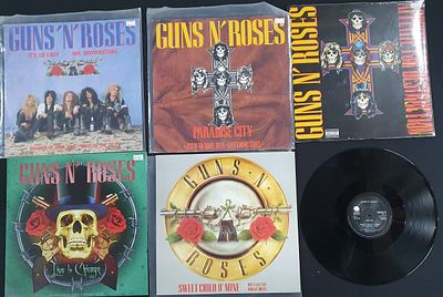 Five Guns and Roses LP's to include "Paradise City", "Appetite for destruction" etc (5)
