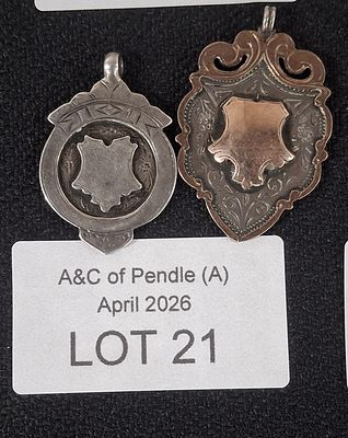 Two silver old hallmarked silver fobs, 13.4 grams (2)