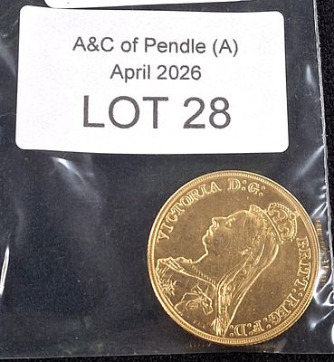 REPLICA Queen Victoria double sovereign coin, 11.2 grams