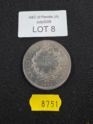 A 50 Francs 1977 .900 silver coin, 30 grams