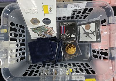 Selection of various coins &amp; empty coin cases (Qty)