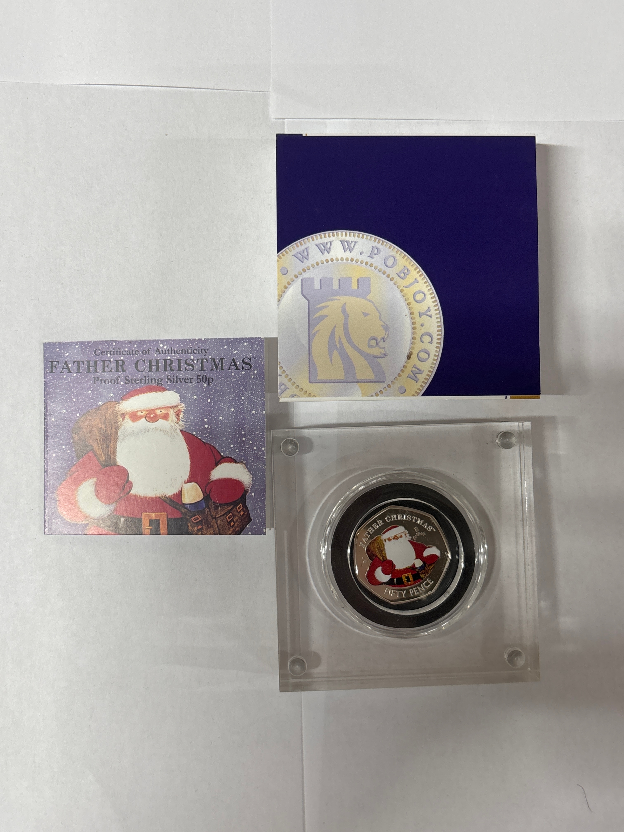 Father Christmas proof sterling Silver 50p with COA and in case 4,500 made