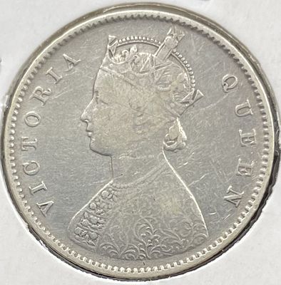 Victoria Queen, Silver, Half Rupee, 1875, Rare.