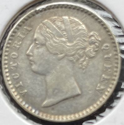 Victoria Queen, Silver, 2 Annas, 1841, DL, Scarce.
