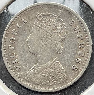Victoria Empress, Silver, 2 Annas, 1894(B Incused), Rare