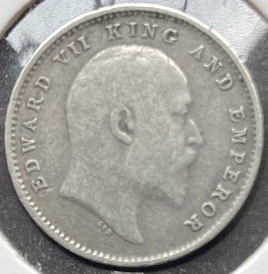 King Edward VII Silver 2 Annas 1903 Calcutta mint Extra fine.