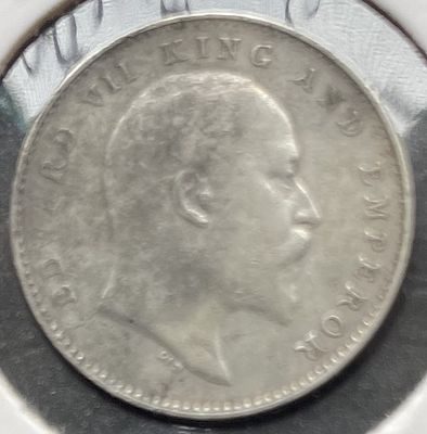 King Edward VII Silver 2 Annas 1906 Calcutta mint Extra fine.