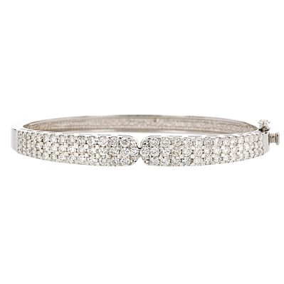 14K White Gold 4.20ctw Round Diamond Bangle. 14K White Gold 4.20ct Diamond Bangle Estimated 