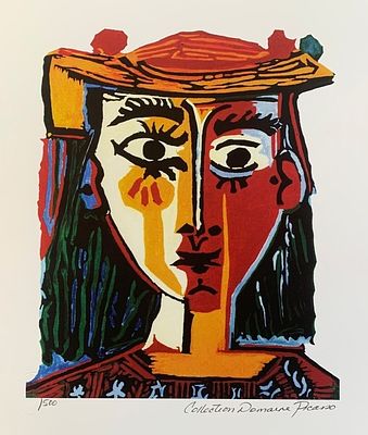 Pablo Picasso BUST OF A WOMAN Signed Limited. Pablo Picasso “Bust of a Woman with Hat” Limited 