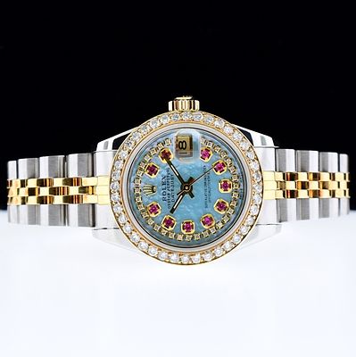 Rolex DateJust YG/SS 1.00ct Diamond 26 Wristwatch. Rolex DateJust 26mm Two-Tone Ruby and Diamond 