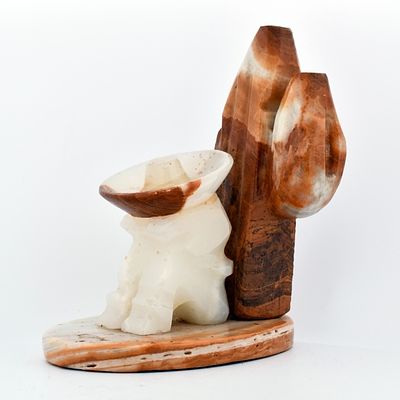 Vintage Carved Onxy Sculpture Incense Holder. ABV900 A sculptural carved stone object combining 